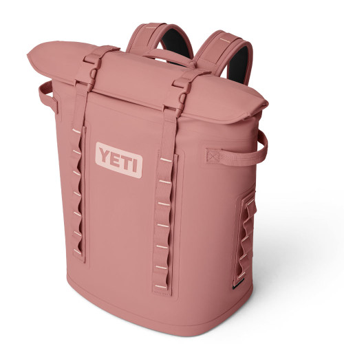 YETI Hopper Backpack M20 Soft Sandstone Pink Cooler angled YETI Hopper Backpack M20 Soft Sandstone Pink Cooler angled