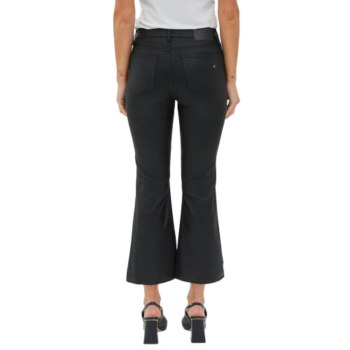 Women's Hidden Happi High Waist Crop Flare Step Hem Jeans Black - Main Image