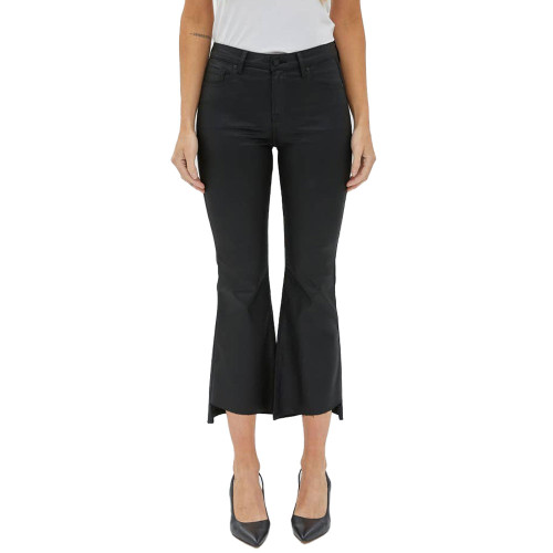 Women's Hidden Happi High Waist Crop Flare Step Hem Jeans Black