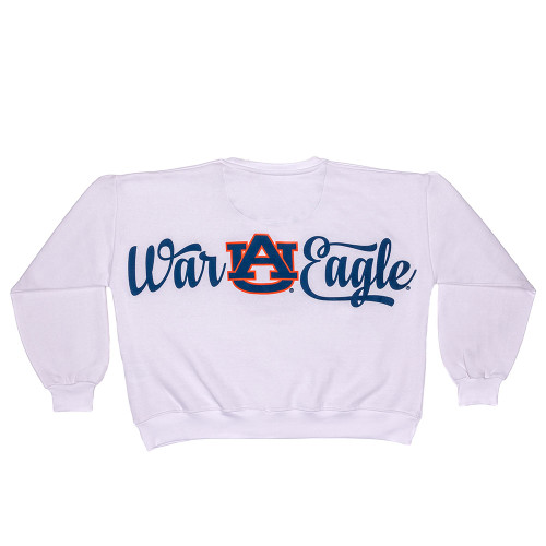 Women's Pressbox Auburn Script Janise Sweater - White Back