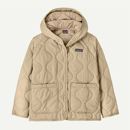 Girls' Patagonia Quilted Puffer Hooded Oar Tan Jacket