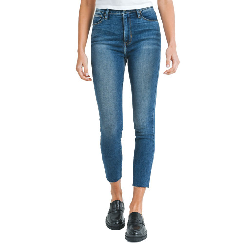 Women's Just Black Denim Clean Stretch Skinny Jeans - Dark Denim Front