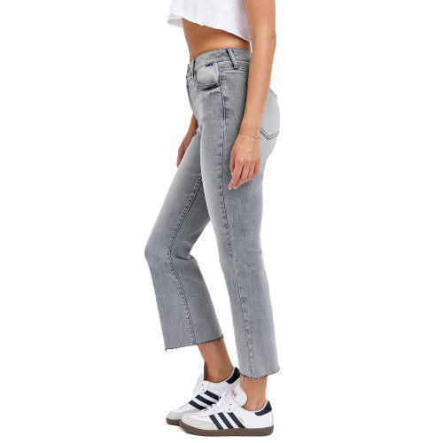 Women's Cello High Rise Crop Flare Jeans - Grey Side