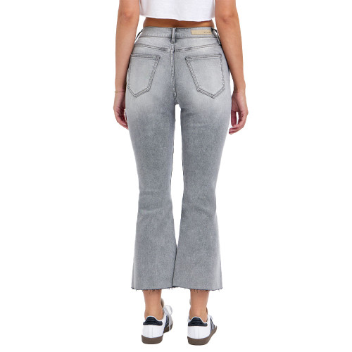 Women's Cello High Rise Crop Flare Jeans - Grey Back