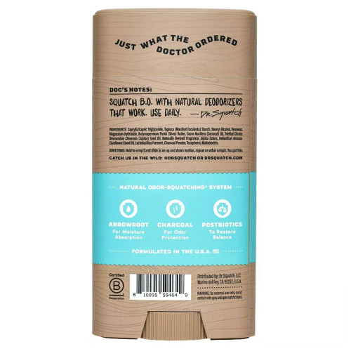 Dr. Squatch Deodorant Coconut Castaway Stick back