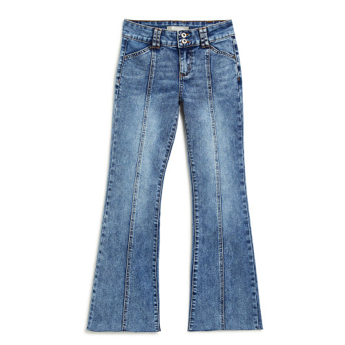 Girls' Tractr Mid Rise Front Seam Flare Denim Jean - Medium Indigo Main Girls' Tractr Mid Rise Front Seam Flare Denim Jean - Medium Indigo Main