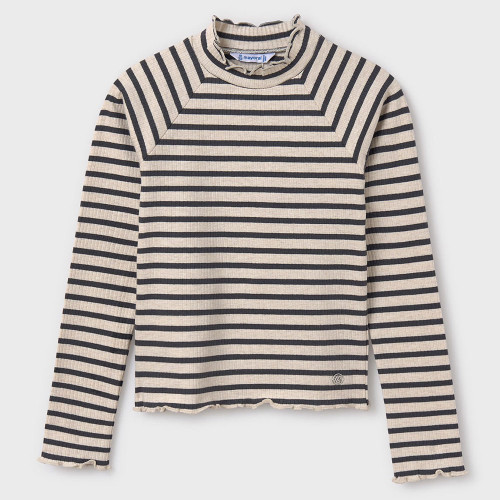 Girls' Mayoral Ribbed Mockneck Charcoal Grey Sweater