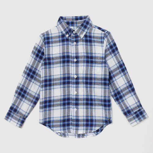 Boys' Pedal Kensington Plaid Shirt - Blue Grey Front