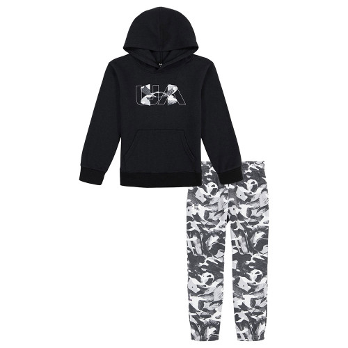 Boys' Under Armour Kids Rival Camo Hoodie & Jogger Black Set