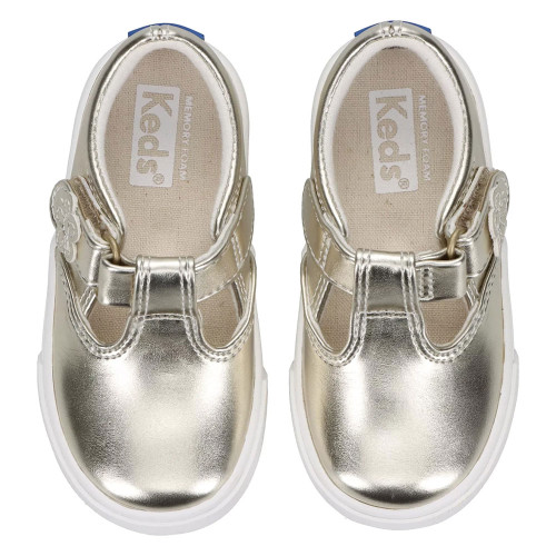 Toddler Girls' Keds Daphne T-Strap Sneaker - Champagne Metallic Top Toddler Girls' Keds Daphne T-Strap Sneaker - Champagne Metallic Top