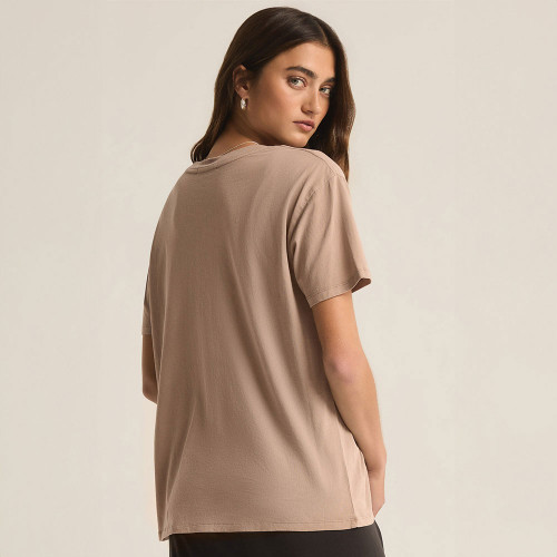 Women's Z Supply Sunday Funday Boyfriend T-Shirt - Latte Back