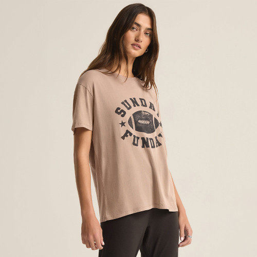 Women's Z Supply Sunday Funday Boyfriend T-Shirt - Latte Side
