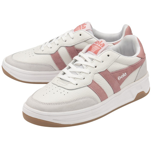 Women's Gola Classic Topspin Sneakers White Coral Pink Pair Women's Gola Classic Topspin Sneakers White Coral Pink Pair