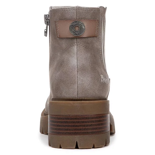Women's Blowfish Joy Grey Faux Leather Boot heel