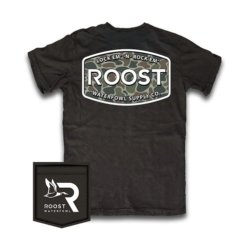 Boys' Roost Waterfowl Camo Logo T-Shirt Black Main