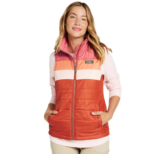 Women's L.L.Bean Mountain Classic Puffer Colorblock Vest - Senna Brick Adobe Red Front Model Women's L.L.Bean Mountain Classic Puffer Colorblock Vest - Senna Brick Adobe Red Front Model