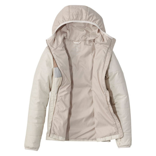 Women's L.L.Bean Mountain Classic Puffer Hooded Colorblock Jacket Shore Paperwhite Inside Flat