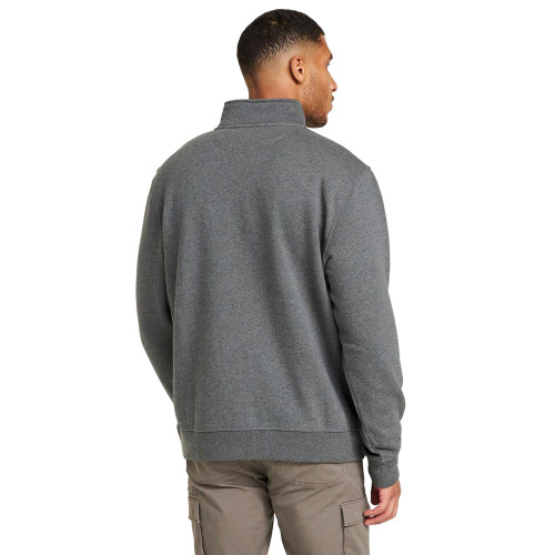 Men's L.L.Bean Katahdin Iron Works Half Zip Utility Sweatshirt Charcoal Heather Back Model Men's L.L.Bean Katahdin Iron Works Half Zip Utility Sweatshirt Charcoal Heather Back Model