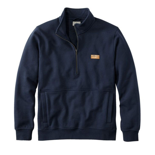 Men's L.L.Bean Katahdin Iron Works® Half Zip Utility Sweatshirt Navy Front Flat Image