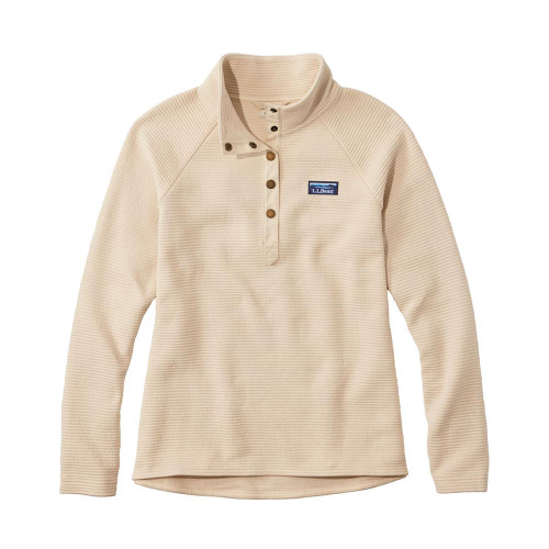 Women's L.L.Bean Lakewashed Double-Knit Quarter Snap Pullover - Oatmeal Main
