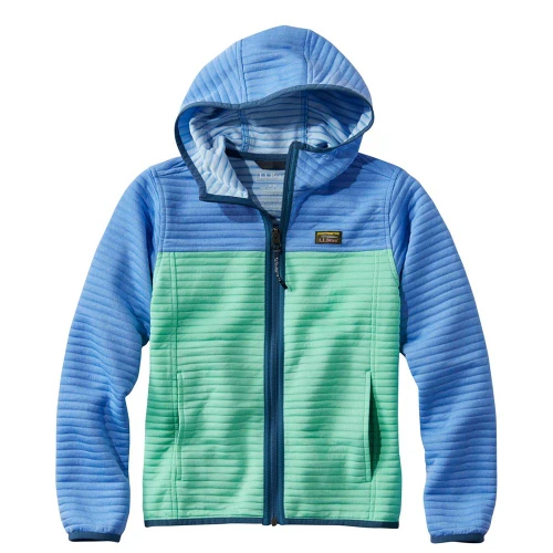 Girls' L.L.Bean Airlight Full Zip Colorblock Hoodie Sizes 8 - 18 Malibu Blue Brook Green Main