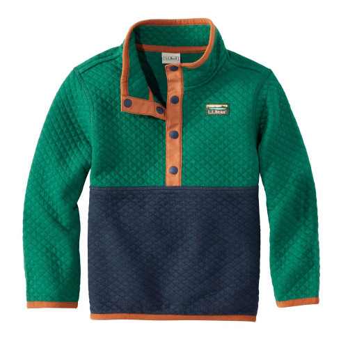 Toddler Boys' L.L.Bean Quilted Quarter Snap Colorblock Pullover - Emerald Spruce Nautical Navy Main