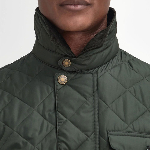 Men's Barbour Hornby Quilted Sage Jacket collar