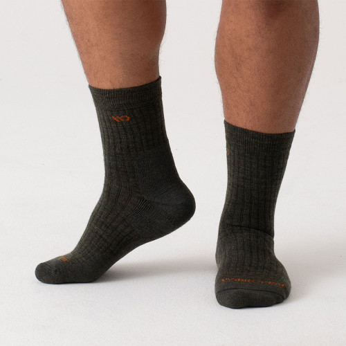 Men's Wide Open Solid Cushioned Micro Crew Socks Forest Side