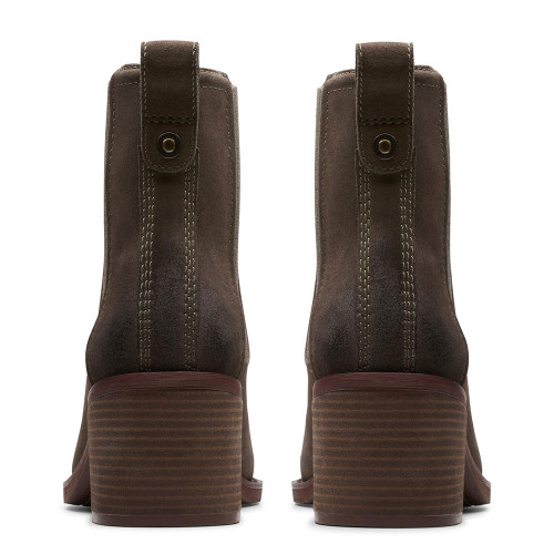 Women's Clarks Chamberly Top Ankle Mole Grey Suede Boot heel