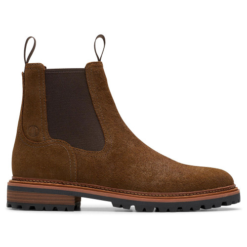 Men's Clarks Clarkridge Chelsea Brown Suede Boot side Men's Clarks Clarkridge Chelsea Brown Suede Boot side