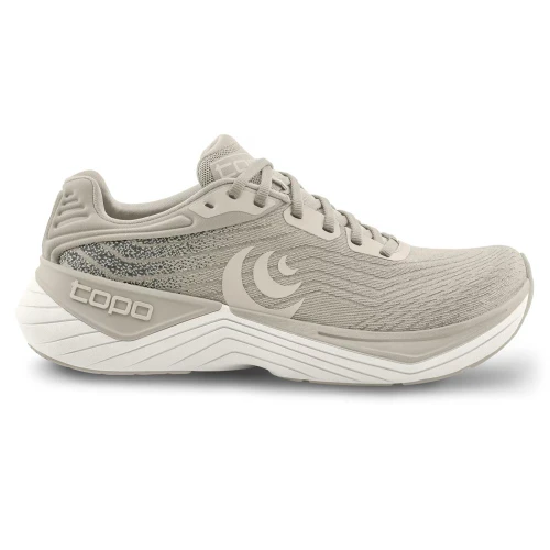 Women's Topo Ultrafly 5 Road Running Tan White Sneakers side