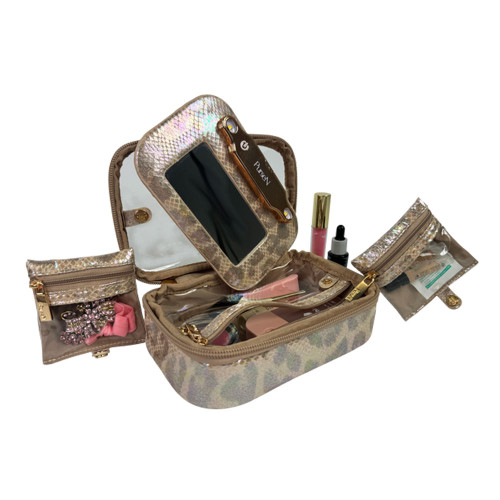 PurseN LITTMINI Lighted Mirror Case - Glimmer Leopard Fully Pakced With Items PurseN LITTMINI Lighted Mirror Case - Glimmer Leopard Fully Pakced With Items