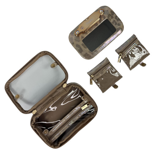 PurseN LITTMINI Lighted Mirror Case - Glimmer Leopard All Piece Unpacked PurseN LITTMINI Lighted Mirror Case - Glimmer Leopard All Piece Unpacked