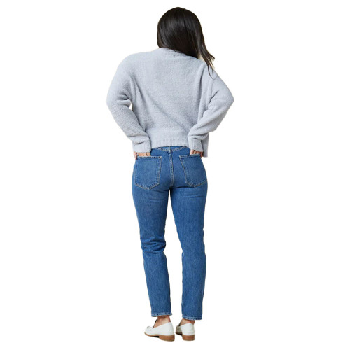 Women's Softies Solid Marshmallow Cardigan Grey Back