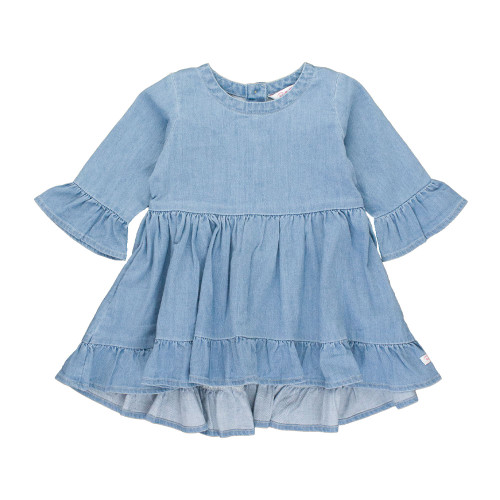 Girls' RuffleButts High Low Ruffle Tunic - Light Wash Main