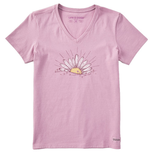 Women's Life Is Good Dreamy Sunrise Daisy T-Shirt Violet Purple Main