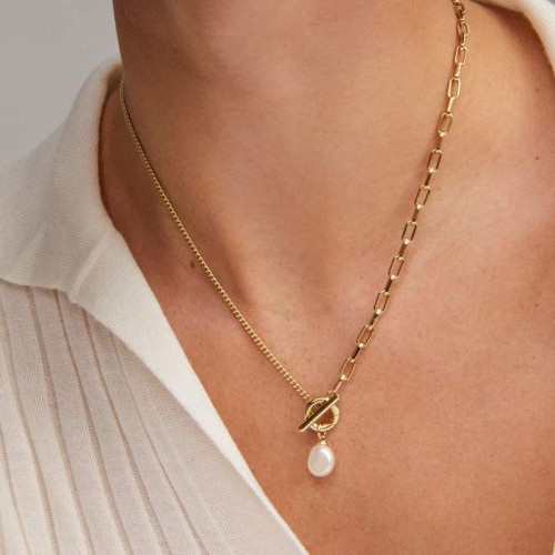 Women's Kendra Scott Leighton Convertible Goldl Chain Necklace - Freshwater Pearl Model