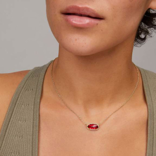 Kendra Scott Elisa Short Gold Pendant Necklace - Berry Glass Model