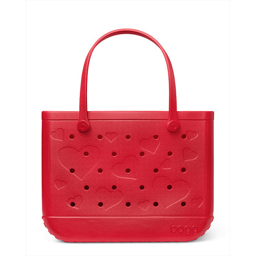 Original Bogg Bag Large Tonal Conversation Hearts Bright Red Tote front