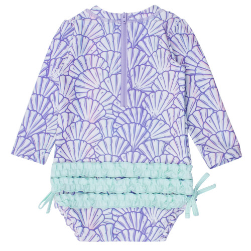 Infant/Toddler Girls' RuffleButts Long Sleeve One Piece Rash Guard - Magical Mermaid Back Infant/Toddler Girls' RuffleButts Long Sleeve One Piece Rash Guard - Magical Mermaid Back