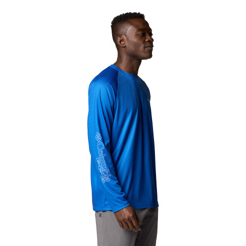 Men's Columbia PFG Long Sleeve Super Terminal Tackle Vivid Blue Shirt side Men's Columbia PFG Long Sleeve Super Terminal Tackle Vivid Blue Shirt side