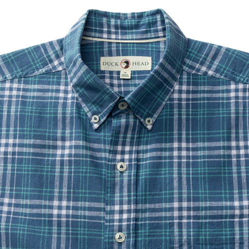Men's Duck Head Linen Oxford Quinton Plaid Sport Shirt Collar Detail Men's Duck Head Linen Oxford Quinton Plaid Sport Shirt Collar Detail