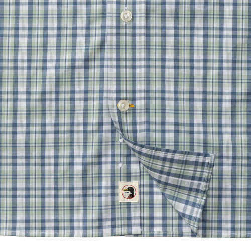 Men's Duck Head Poplin-Cobble Plaid Performance Sport Shirt Button Detail