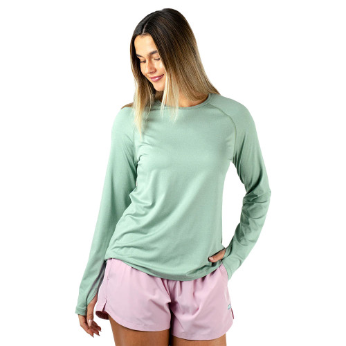 Women's AFTCO Long Sleeve Samurai Performance T-Shirt Bay Heather Main