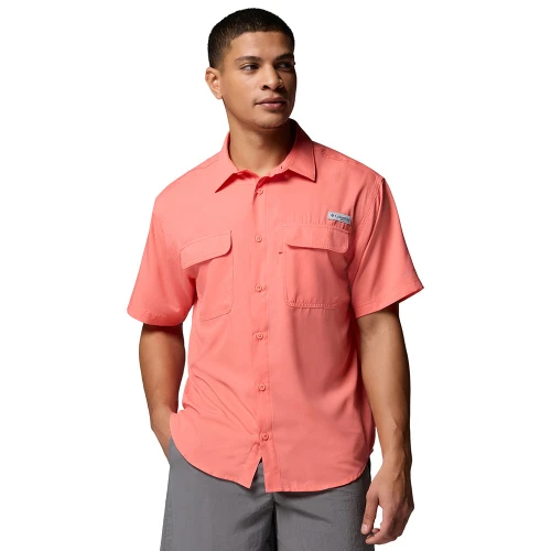 Men's Columbia PFG Backwater Button Up Shirt Melonade Front