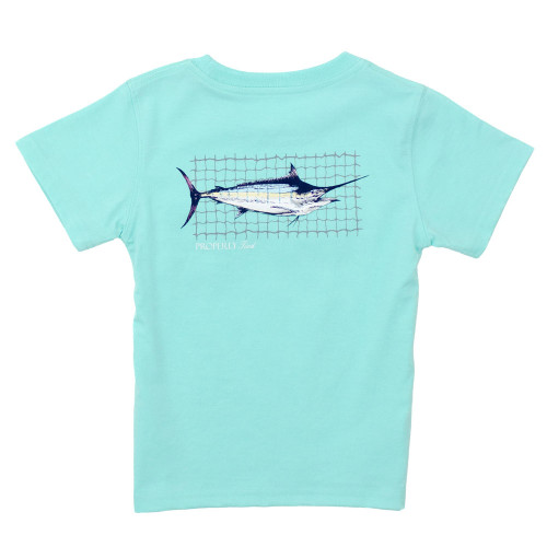 Boy's Properly Tied Swordfish T-Shirt - Seafoam Green Back View Of Shirt