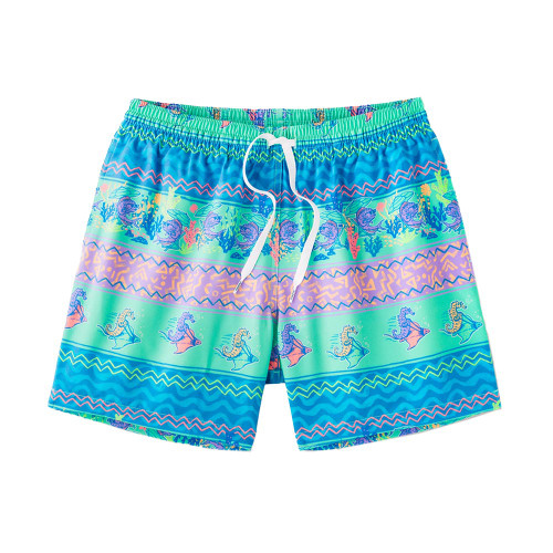 Men's Chubbies Neptune's Weekend Wear Lined Swim Trunk - Teal Printed Stripe Flat