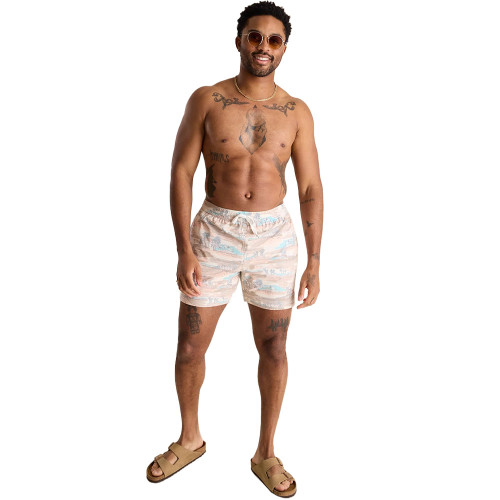 Men's Chubbies Day Trips Lined Swim Trunks - Khaki Landscape Model