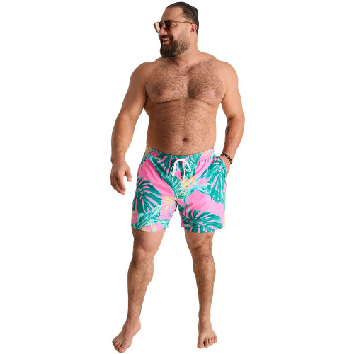 Men's Chubbies Birds Of Paradise Lined Swim Trunks - Pink Model