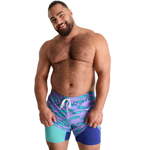 Men's Chubbies The Gem Glades Lined Swim Trunk - Light Purple Alligator Liner Detail